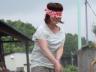 「剣道3段です。うっ、硬いスイカだ!」